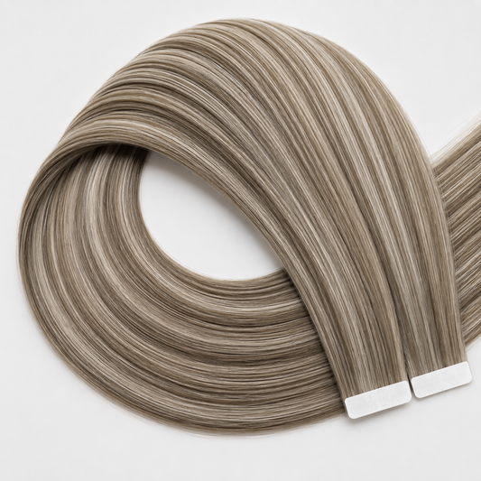 Lux Extensions Chatain foncé méché blond clair #8/613 LISBONNE Bandes Adhésives