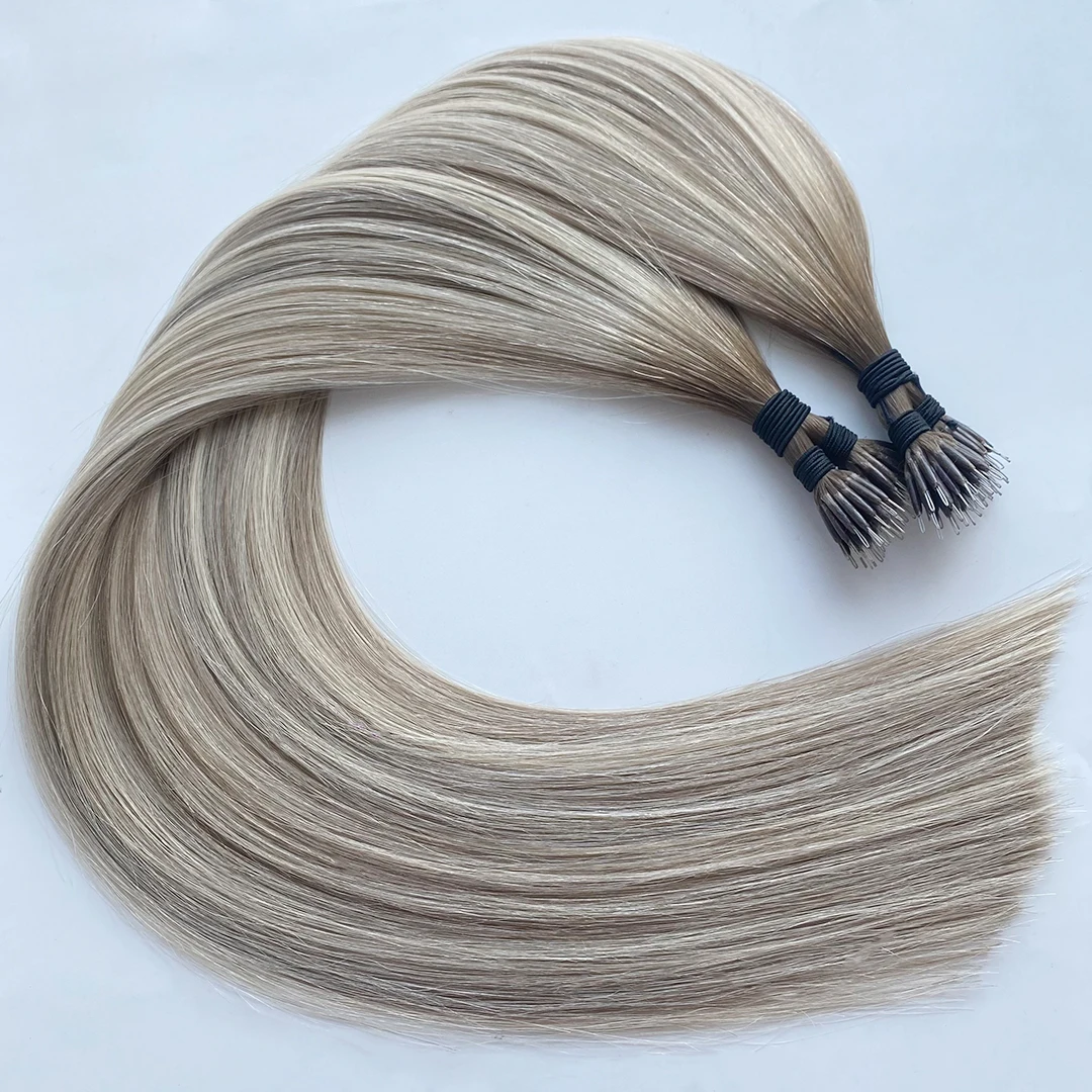 Lux Extensions Rallonges cheveux Chatain clair méché blond clair #75 Prague Nano Ring