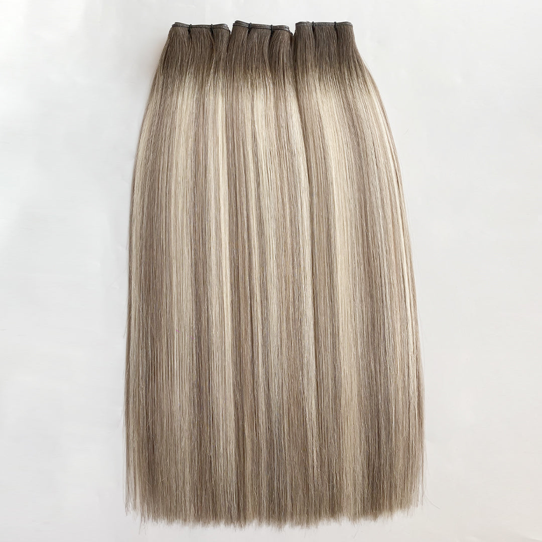 Trame Genius WEFT Habit Method Châtain cendré méché blond clair # tsingtao