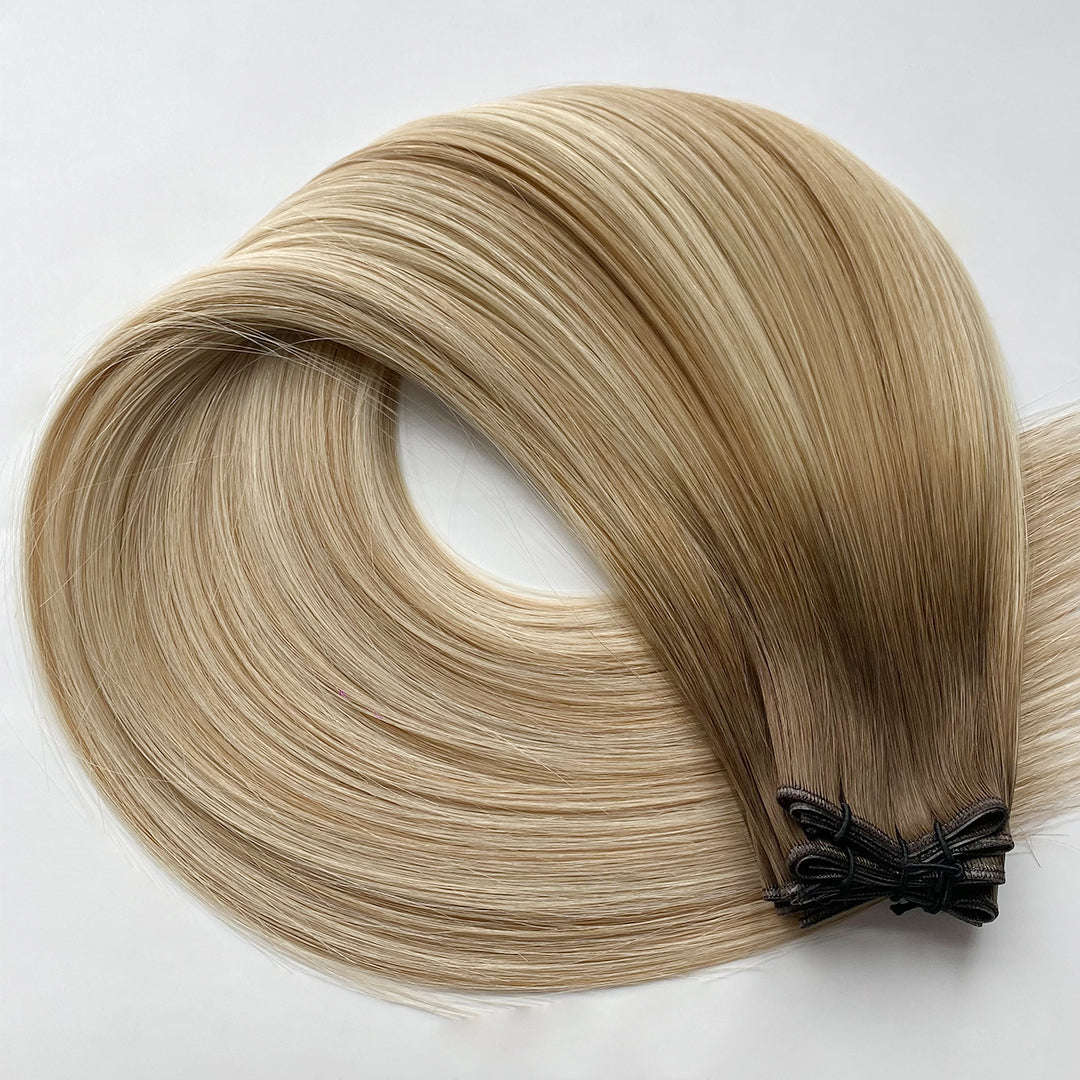 Trame Genius WEFT Habit Method Ombré châtain foncé blond doré méché châtain foncé # waichow