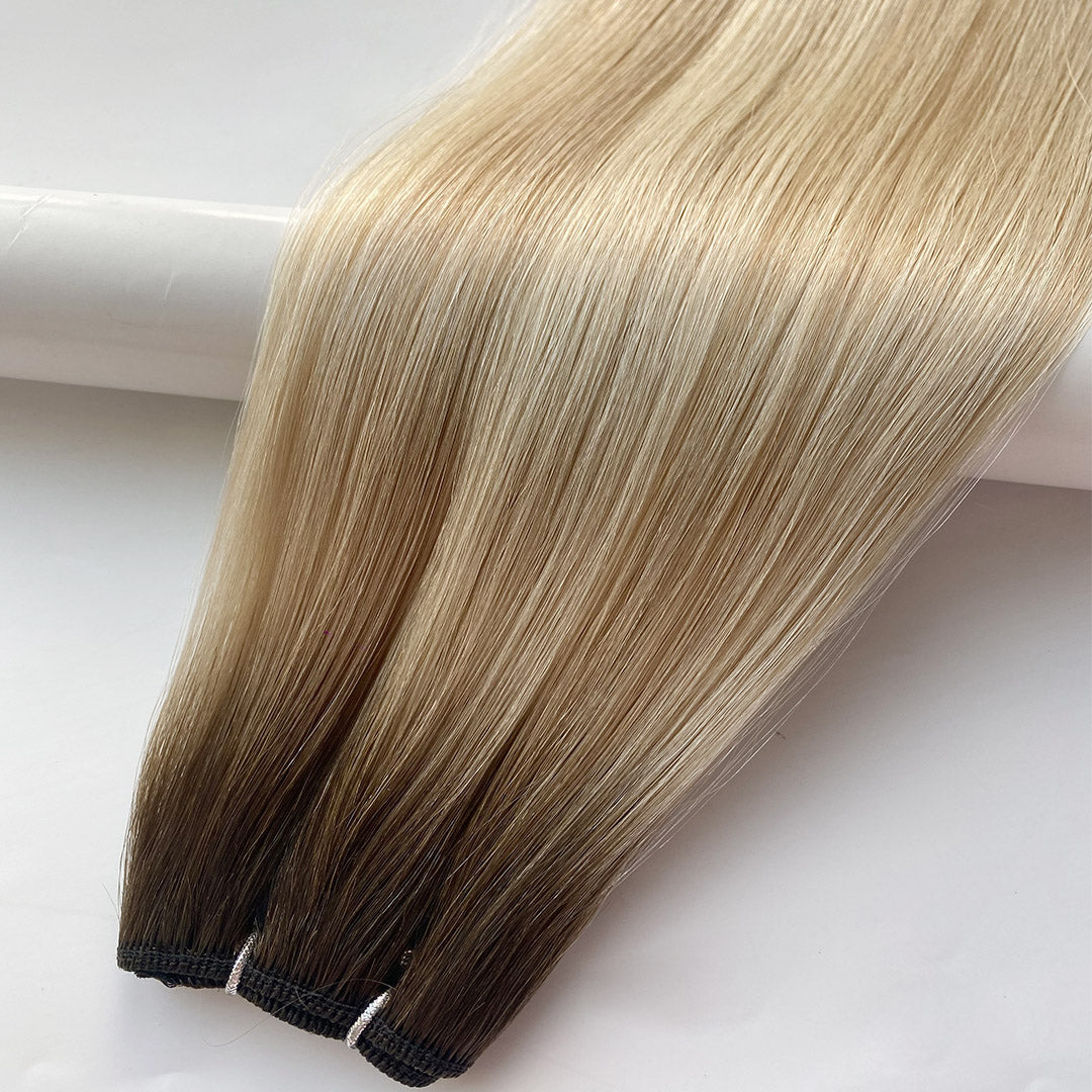 Trame Genius WEFT Habit Method Ombré châtain foncé blond doré méché châtain foncé # waichow