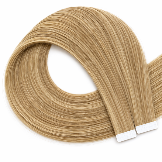 Lux Extensions Brun doré moyen méché blond foncé #10/24 CAPRI Bandes Adhésives