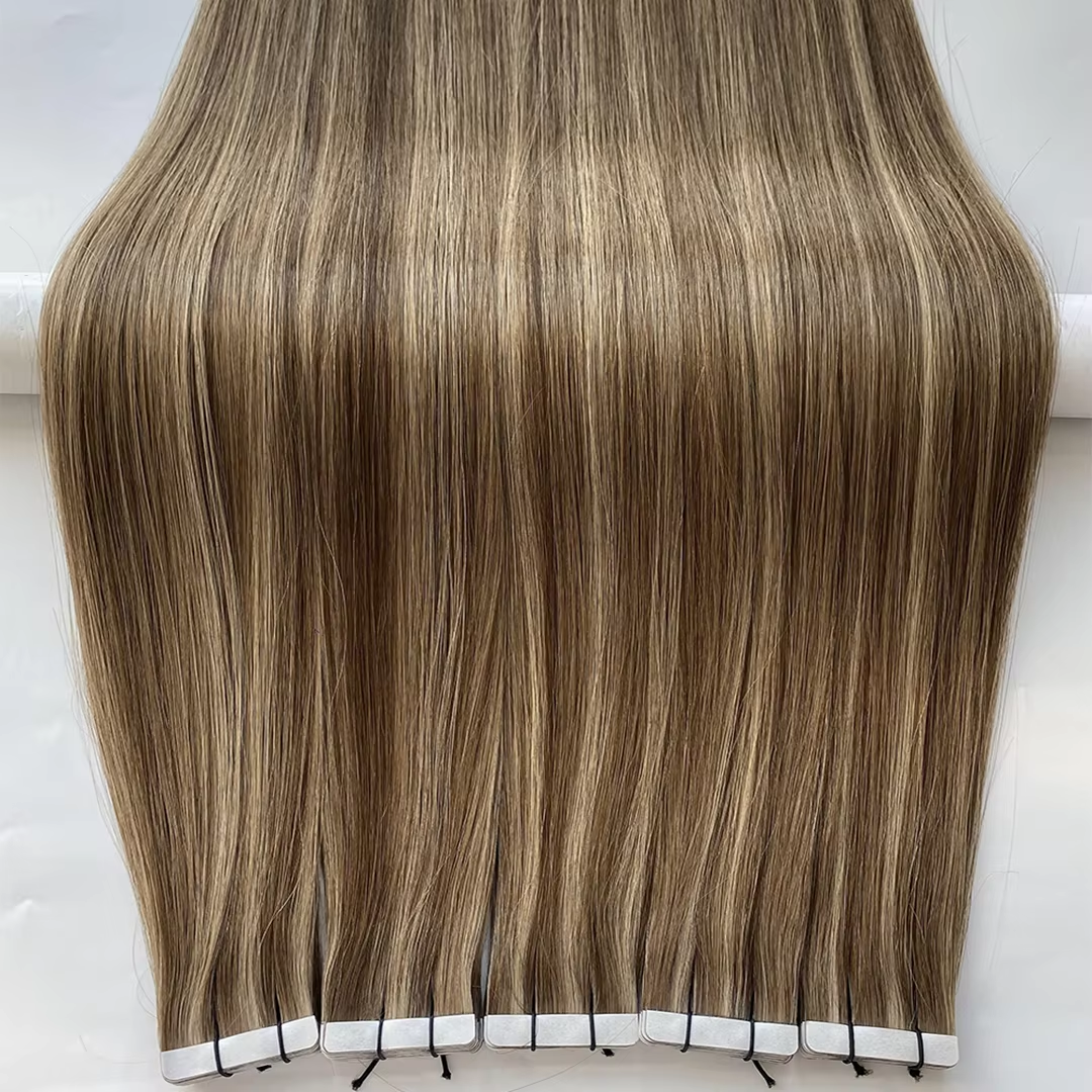 Lux Extensions Rallonges cheveux BANDES ADHÉSIVES Brun miel fondant, exotique #4-8-18 (Havana)