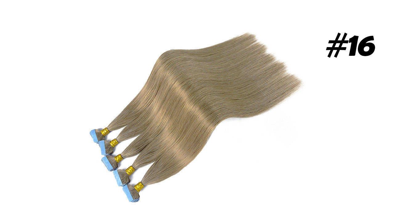 Lux Extensions Rallonges cheveux Chatain Clair #16  Bandes Adhésives
