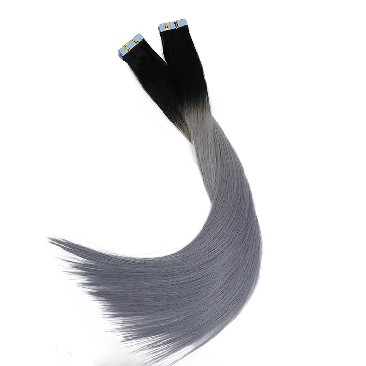 Lux Extensions Rallonges cheveux Noir brun argent #t1b/silver- bandes adhésives