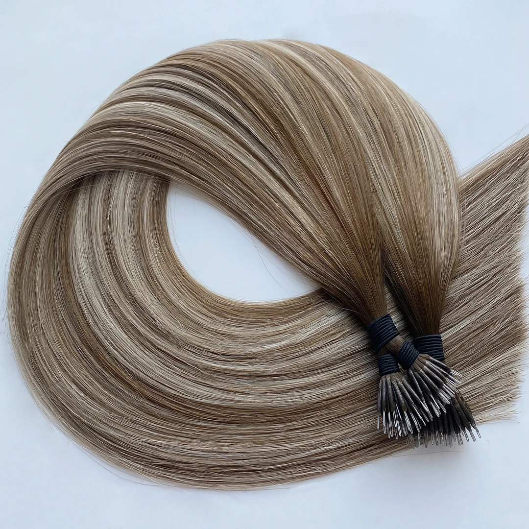 Lux Extensions Rallonges cheveux Chatain foncé ombré meché blond doré clair  #79 Helsinki Nano Ring