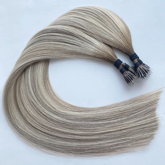 Lux Extensions Rallonges cheveux Chatain clair méché blond clair  #75 Prague Nano Ring