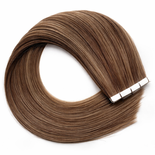 Lux Extensions Rallonges cheveux BANDES ADHÉSIVES Brun miel fondant, exotique #4-8-18 (Havana)