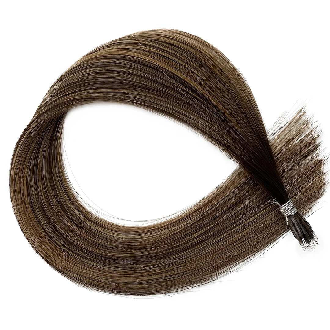 Lux Extensions Rallonges cheveux Brun foncé ombré méché,chatain  #74 Tokyo Nano Ring