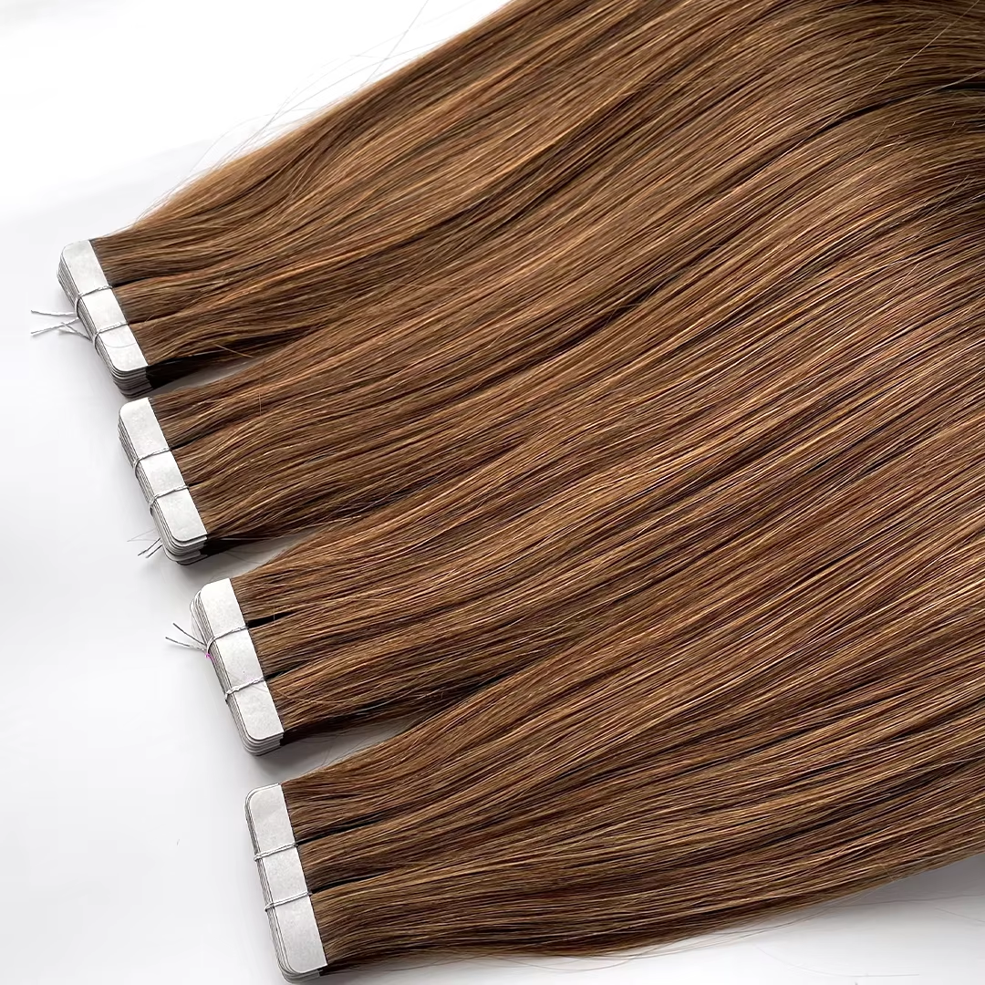 Lux Extensions Rallonges cheveux # Brun doré classique et solaire (Rome) Bandes Adhésives
