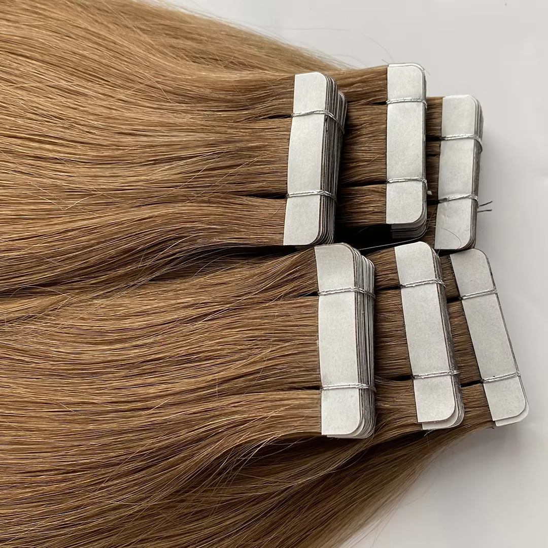 Lux Extensions Rallonges cheveux Brun pâle #8 (Canne) bandes adhésives