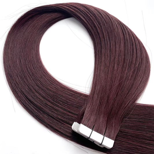 Lux Extensions Rallonges cheveux Rouge profond, artistique et raffiné # 99J (Kyoto) bandes adhésives