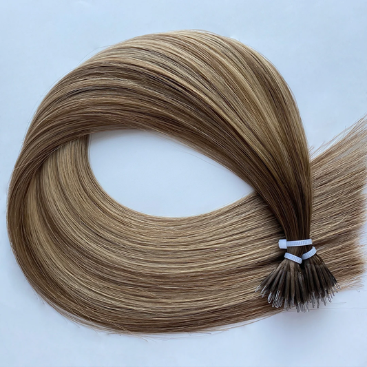 Lux Extensions Rallonges cheveux Brun moyen ombré méché blond moyen doré  #78 Toscane Nano Ring