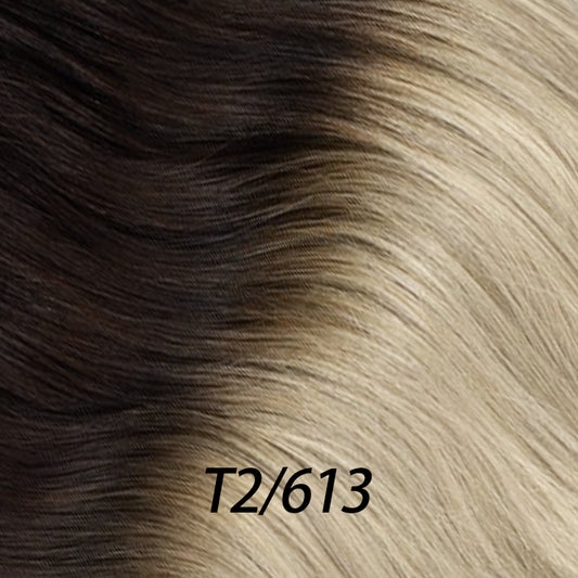 Lux Extensions Rallonges cheveux Ombré brun foncé blond platine #t2-613 U-TIP