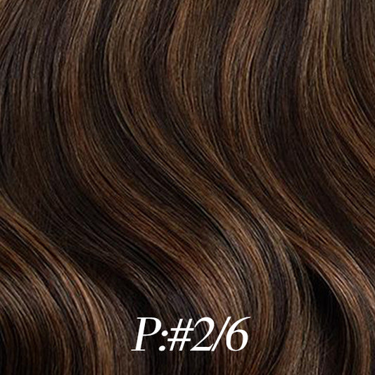 Lux Extensions Rallonges cheveux Brun foncé- brun noisette #P2/6 bandes adhésives