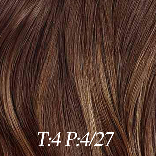 Lux Extensions Rallonges cheveux Ombré brun- balayage brun blond roux #t4/P4/27 U-TIP