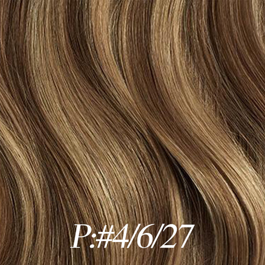 Lux Extensions Rallonges cheveux Brun noisette blond balayage #P4/6/27 U-TIP